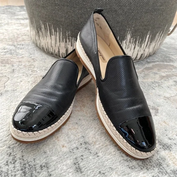 PAUL GREEN Posh Flat Loafer Espadrilles  Perforated Upper Patent Leather Toe Cap - Picture 3 of 16